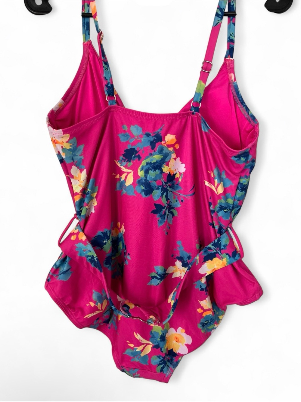 Bright Pink Floral Women’s 1X One-Piece Swimsuit - Picture 4 of 7